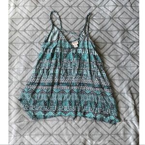 Blue patterned tank top